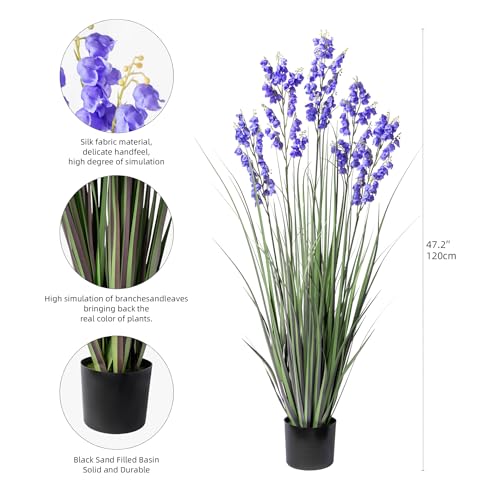 Ttranewsoo Green Onions Home Decor Fake Plants Lily of The Valley Snake Plant Home DéCor Accents Artificial Grass Room Decor Artificial Plants Indoor Artificial Grass 47“ 1 Pack（Purple） - color: Purple-1pcs