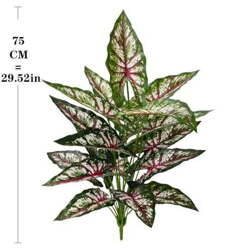 Aglaonema Plant with Variegated Green and Red Leaves, Fake Tree Leaf Simulation Flower Bonsai for Party Decoration Artificial Plants Floor Home Room Decor Ornament (Green Red No Flowerpot, 75cm) - color: Green Red No Flowerpot, size: 75cm
