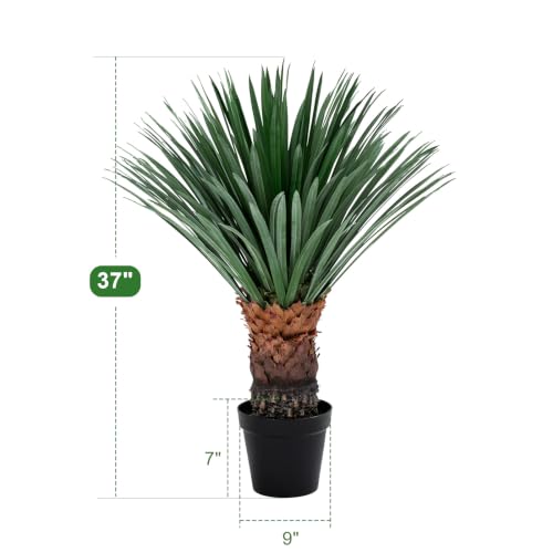 Artificial Agave Plant Black Pot 37 Inch Tall Faux Agave with Removable White Coating Realistic Fake Floor Plant Indoor Outdoor Front Porch Patio Doorstep Home Office Hotel Desert Style Decor - color: Agave Plant 37in