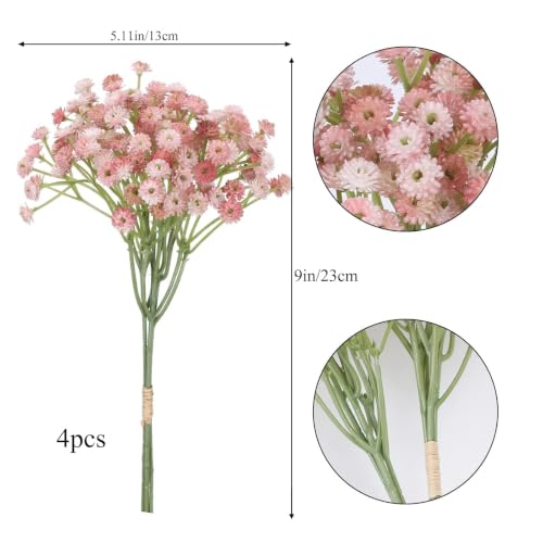 Pink Babys Breath Artificial Pink Flowers Artificial Babys Breath Small Baby Breath Flower Artificial for DIY Floral Arrangements Wedding Bridal Bouquet Indoor Party Home Decor