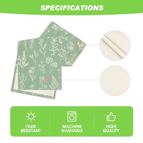 Artoid Mode Sage Green Leaves Flowers Spring Table Runner, Seasonal Kitchen Dining Table Decoration for Home Party Decor 13x72 Inch - color: Sage Green, size: 13" x 72", Table Runner