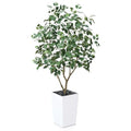 VeriNatural 5FT Artificial Ficus Tree with White Taper Planter & Pebbles– Tall Faux Trees with UV Resistant Silk Leaves for Indoor Outdoor - Potted Fake Floor Plants for Home Office Room Decor, VN128