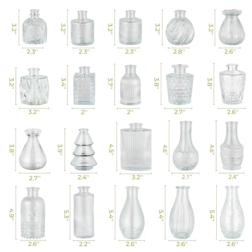 BEAHOT Bud Vase in Bulk - Flower Vases for Wedding Decorations, Glass Vase for Table Decorations, Small Vase for Home, Mother's Day, Centerpieces, Party, Office (32pack,Clear) - color: Clear