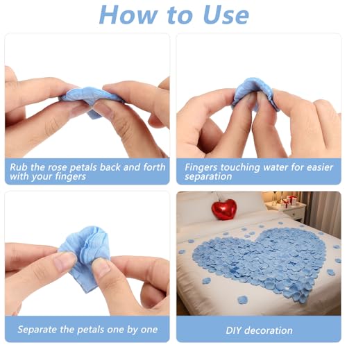 1000 Pcs Rose Petals Artificial Silk Flower Petals Romantic Decorations for Wedding Engagement Birthday Event Anniversary Party Backdrop Supplies Light Blue - color: Light Blue