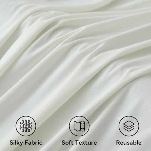 10x12ft Ivory Backdrop Curtain for Wedding Parties, Wrinkle Free 2 Panels Silky Polyester Photo Backdrop Drapes Back Drop Cloth Drapery for Birthday Photography Background Decor - color: Ivory, size: 5ft(W)x12ft(H)_2 Panels