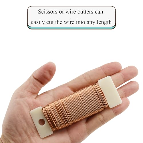 HAHIYO 22Gauge Rose Gold 3Roll Total 115Yards(345Feet) Metal Floral Wire Flexible Paddle Wire for Crafts Christmas Wreaths Tree Flower Arrangement Bouquet Wrapping Wedding DIY - color: RoseGold, size: 22Gauge-3P/115Yards