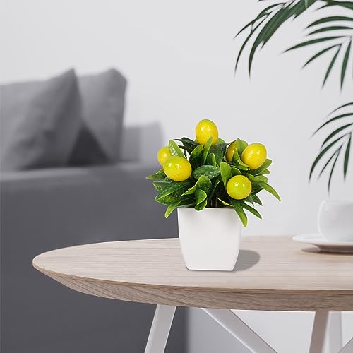 Yoratee 4pcs Artificial Lemon Plants Fake Fruit Potted Plant 6inches Fake Lemons Tree with Small Pot Mini Fake Plant for Indoor Outdoor Home Bathroom Decor - color: Type B
