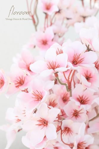 Floroom 6pcs Artificial Cherry Blossom Branches Pink Faux Silk Flowers Fake Bouquets for Home Wedding Bedroom Japanese Style Decor DIY Table Centerpieces Spring Decorations & Floral Arrangements