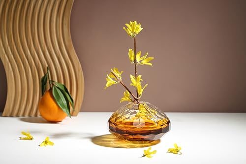 YAOYUAN Hand Blown Glass vase - Elegant Bud vases for Console Table Decor, Muti-Faceted,Beautiful Blown Glass Decor & Diffuser, Perfect Home Decoration (Middle) - size: middle