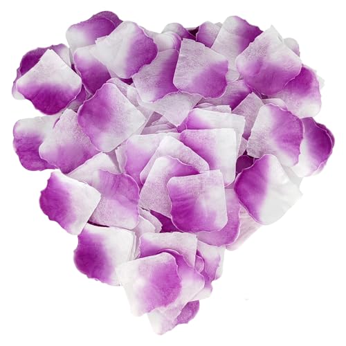 JHFGJGH 500 Pcs Exquisite Purple&White Rose Petals, Emulation Silk Rose Petals, Artificial Flower Petals for Romantic Nights, Weddings, Events, and Valentine's Day Deco (Purple&White) - color: Purple&white