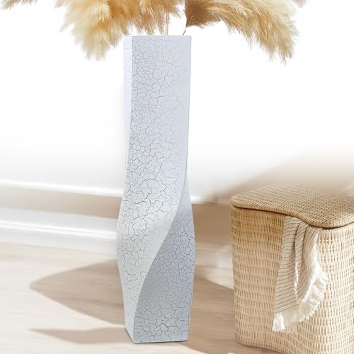 Extra Tall Floor Vase 27.5 Inch, White Resin Vases with Gold Web Pattern, Large Modern Vase for Living Room Corner Bedroom Entryway, Decorative Vase for Pampas Grass Dried Flowers Branches - color: White, size: 27.56 Inches