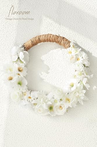 Floroom Mini Artificial Flower Heads Ivory & White Fake Peony Daisy Rose Multicolor Small Faux Silk Flower Heads for Cake Craft Garland Wedding Party Graduation Cap DIY Home Decoration, 0.8"-3.6" - color: Elegant Ivory & White