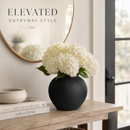 Rustic Ceramic Vase, 8.3" Black Farmhouse Tall Vase, Vintage Vases, Modern Terracotta Decor Vases for Home Decor, Living Room, Entryway, Table Centerpieces, Shelf, Kitchen, Housewarming Gifts - color: Black, size: 8.3in
