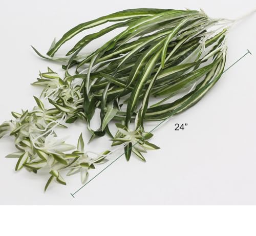 3 Packs Artificial Spider Plant, Silk Faux Chlorophytum Comosum Fake Spider Hanging Plant Decor for Outdoor Indoor Home Garden Office Decoration
