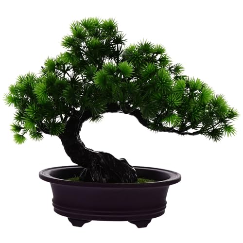 ABOOFAN Artificial Bonsai Welcoming Pine Tree Simulation Welcome Pine Chinese Fake Bonsai Tree Simulation Potted Plant DIY Decorative Bonsai for Home, Office, Shop