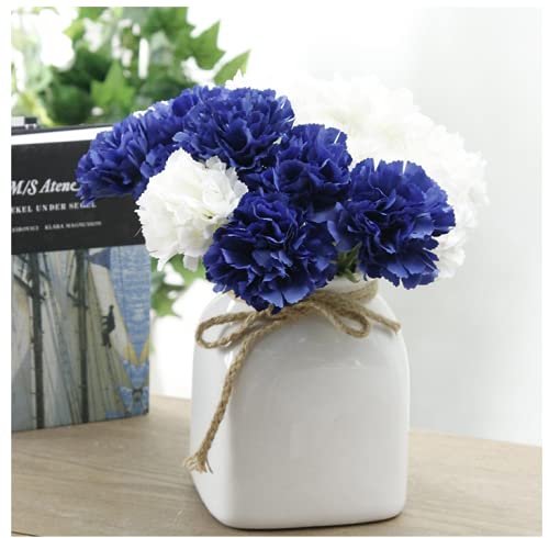 11 Inch Bouquets 10 Stem Carnations,Outdoor UV Resistant No Fade Artificial Flower,Mini Carnation Silk Petals Fake Flowers Forever Plants for Photo Props Home Party and Wedding Decor (Dark Blue) - color: Dark Blue