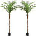 Artificial Phoenix Palm Tree 7ft Tall Outdoor Indoor Decor Fake Plants with 15 Adjustable Leaves, Large Faux Sago Palm Tree for Home Office Living Room Yard Outside Patio Poolside (2, 7ft) - size: 7ft