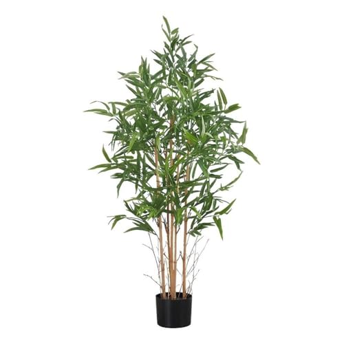 Casafoyer Artificial Plant 50" Tall Bamboo Tree Indoor Faux Fake Floor Greenery Potted Decorative Green Leaves Black Pot