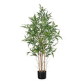 Casafoyer Artificial Plant 50" Tall Bamboo Tree Indoor Faux Fake Floor Greenery Potted Decorative Green Leaves Black Pot