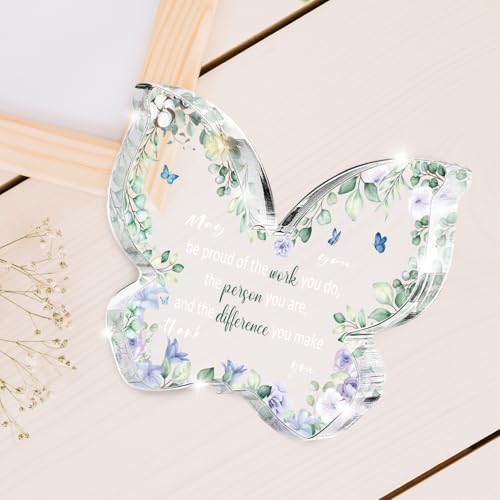 Green Inspirational Butterfly Acrylic Plaque,Teacher Appreciation Mother's Day Graduation Leaving Retirement Gifts,Thank You Gift For Women Coworkers Nurse Desk Decor-Be Proud of The Work You Do - color: Green