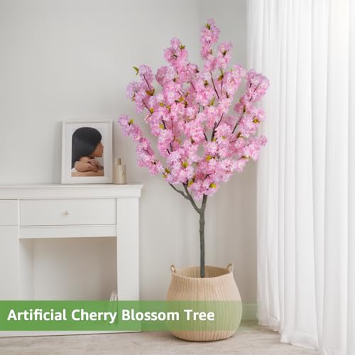 Artificial Cherry Blossom Tree, 6ft Pink Sakura Tree, Bendable Branches for Home Decor, Weddings, Festivals