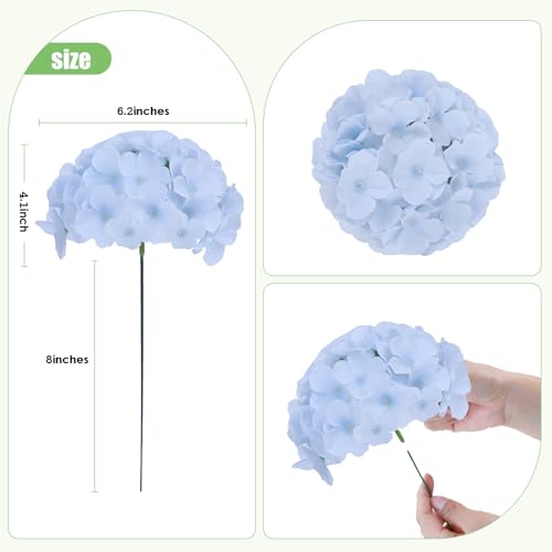 AVIVIHO 65pcs Baby Blue Fake Flowers Hydrangea Artificial Flowers Bulk (Not Squished, No Steaming Need) Silk Flowers with Stems for Home Weddings,Table Centerpieces,Party Arch Decorations - color: Baby Blue, size: Medium