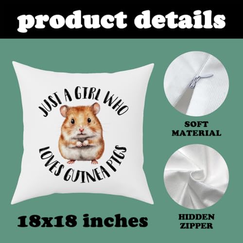 Fokongna Just A Girl Who Loves Guinea Pigs Pillow Covers Cute Farmhouse Animal Guinea Pig Pattern Pillowcase, Perfect for Girls' Rooms, Beds Chairs Sofas 18 x 18 Inch - color: Guinea Pig