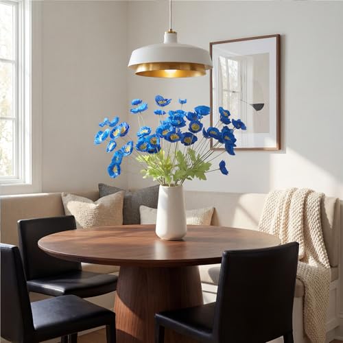 10 Pcs Artificial Poppy Flowers with 40 Heads Lifelike Silk Fake Poppies for Vase Faux Poppies with Stem for Spring Wedding Home Table Centerpiece Baby Shower Veterans Day Decor (Royal Blue) - color: Royal Blue
