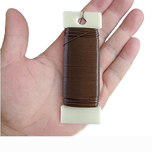 3 Rolls 22 Gauge Brown Paddle Wire Flexible Floral Wire for Flower Arrangement, Wreath, Garland - color: Brown