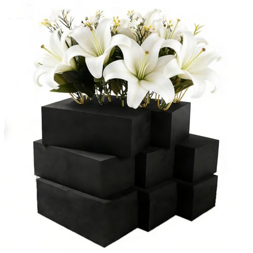 12 Pack Black Floral Foam Blocks, 6"x3"x2.5" Reusable & Water Absorbent Wet Foam for Artificial Silk Flowers, Wedding, Home Decor & Outdoor Planters - size: 6*3*2.5