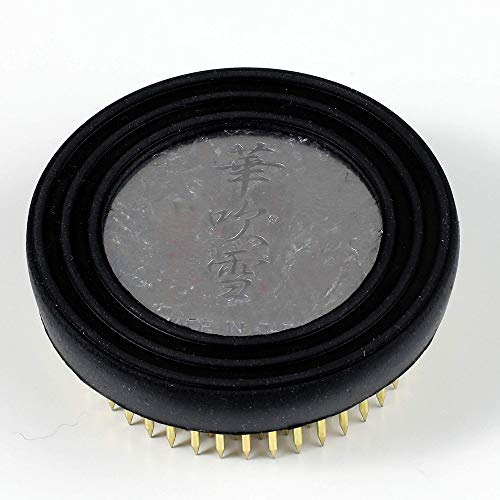 Wazakura Ikebana Kenzan Japanese Flower Holder, Made in Japan, Floral Arranging Pin Frog, Round - 2.4"(61mm) Brass