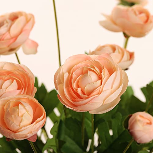 Artificial Silk Flowers Ranunculus Fake Flower 5 Pcs,Suitable for Core Decorations,Weddings,Homes,Artistic Decorations and Props (Cream Yellow) - color: Cream Yellow