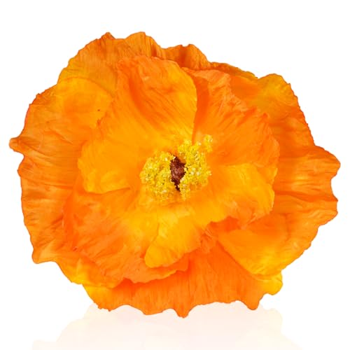 10 Pcs Remembrance Orange Poppy Artificial Flower Heads 6.7" Large Silk Poppy Heads Fake Flowers for Memorial Day Veterans Day Wedding Home Decoration Bouquet Corsages Party Centerpiece - color: Orange