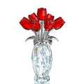 H&D HYALINE & DORA Crystal Rose Flower Figurine,Glass Flower Bouquet Ornament,Glass Rose Gift for Christmas Mother's Day Valentine's Wedding Party - color: Red 1