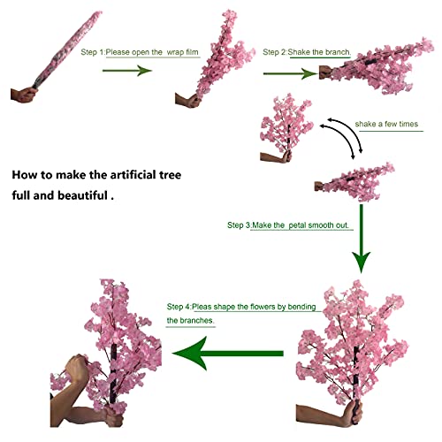 Artificial Cherry Blossom Trees Handmade Light Pink Tree Indoor Outdoor Home Office Party Wedding (4FT Tall/1.2M) - size: 4ft