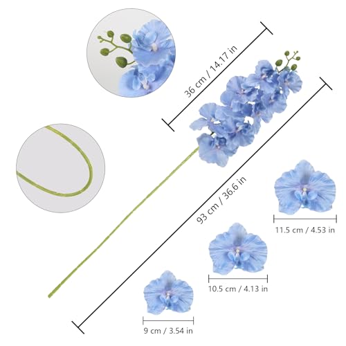 Orchids Artificial Flowers,6PCS Silk Blue Orchid Stems Realistic Artificial Phalaenopsis Flowers 36" Fake Orchid for Wedding Party Office Home Décor (Light Blue) - color: Light Blue