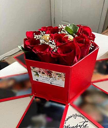 USA-SALES UNIKPACKAGING Premium Quality Hexagon Shape Flower Gift Box, w Drawer, Size 9.5″ x 8.3″ x 6.1″ inch, for Luxury Style Flower Arrangements (Red) - color: Red