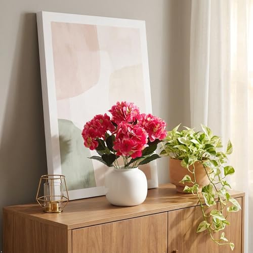 Larksilk Hydrangea Artificial Flowers - Faux Hydrangea Flowers - Home Decor, Easter Decorations, Spring Decor - Floral Centerpieces for Tables - 20" Floral Stems, Fuchsia, 2 Pieces - color: Fuchsia, size: Pack of 2