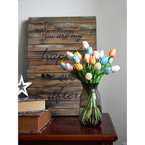 FiveSeasonStuff Real Touch Tulips Artificial Flowers – 15 Stems Faux Tulip Bouquet in Gift Box for Wedding, Home Decor, Party, Floral Arrangements (Arctic Blue) - color: #17 Arctic Blue