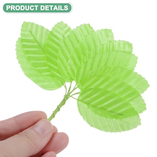 M METERXITY 100-Pack Artificial Silk Leaf, Faux Wire Single Leaves, Fake Flower Leaf with Stem for DIY Bouquet/Wreaths/Wedding/Garland/Party Decorations, Fake Rose Craft Leaves [Grass Green] - color: Grass Green