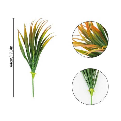 32 Pcs Artificial Grass Fake Plants 17.3in Outdoor Plastic Plants UV Resistant Greenery Fake Grass for Home Window Garden Office Patio Hanging Planter Pathway Front Porch Décor Orange Yellow - color: Yellow, size: 32 Pcs