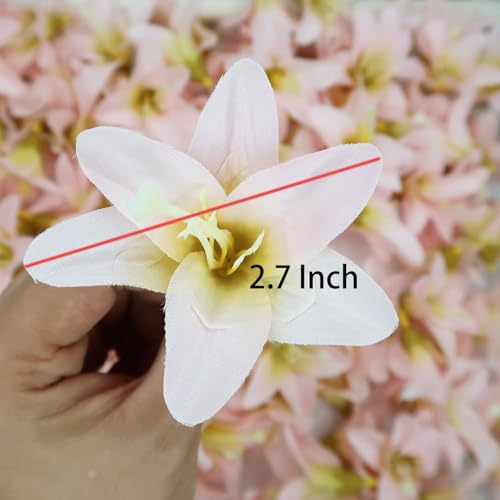 20 Pcs Artificial Lily Flower Head, Light Pink | Fake Flowers Heads, Simulation Small Lily, DIY Handmade, Wedding Photography Party Home Decoration - color: Light Pink