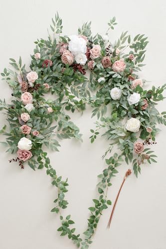Ling's Moment 6.5FT Backdrop Floral Garland, Spring Artificial Wedding Arch Flowers Pink Decor, Blush Ceremony Reception Hanging Dusty Rose Arbor Arrangement Outdoor Party Swag Home Garden Decorations | Spring Artificial Wedding Arch Flowers, Ceremony Rec