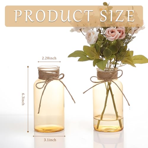 Glass Flower Vases for Centerpieces Boho Cylinder Bud Vases in Bulk Mason Jars for Weddings, Parties & Vintage Home Farmhouse (6, Gold) - color: Gold
