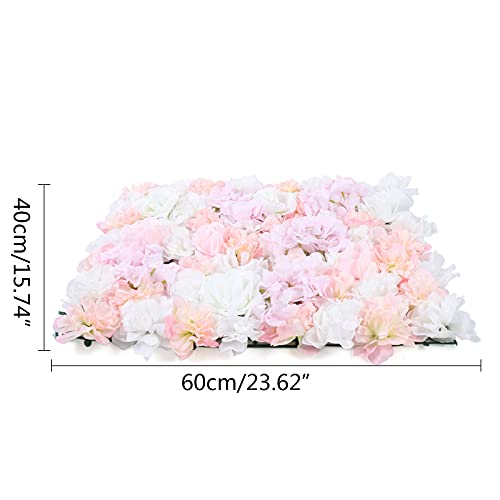 Pink Flower Wall Panels, 20 Pcs Artificial Rose Flower Backdrop Flower Panels for Backdrop Floral Wall Panels for Wedding Party Decoration 16 x 24 - color: 20pcs Pink White