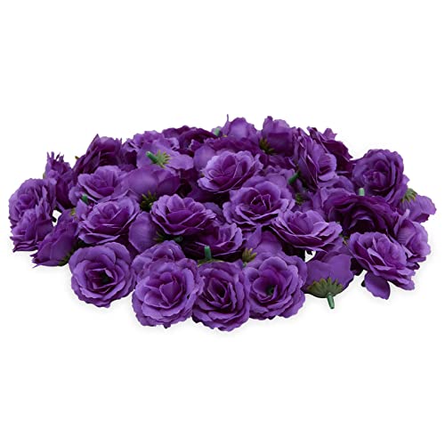 Bright Creations Artificial Flowers Stemless Silk Rose Heads - 2 in, 75 Pack, Purple - Wedding & Bridal Shower Decorations - Centerpiece Table Decorations & Flower Wall Backdrop