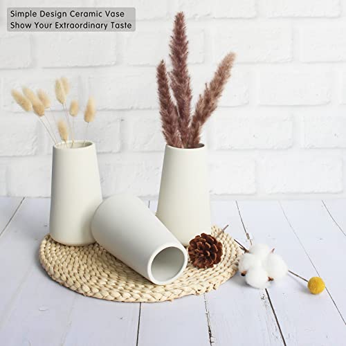 YANLING 6 Pack White Ceramic Vases for Home Decor, 6 Inch Modern Vases for Centerpieces Pampas Grass Table Vase, Boho Vases for Flowers Decor - color: Style a