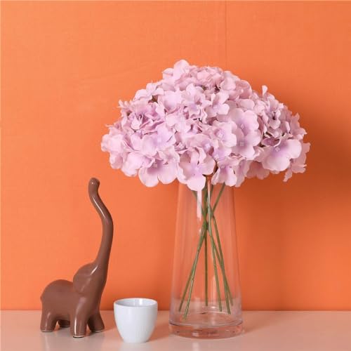 Fake Purple Hydrangea Artificial Flowers - Faux Silk Hydrangeas Flowers Heads with Stems Real Touch for Home Wedding Party Table Decor(Light Purple,Pack of 10) - color: Light Purple