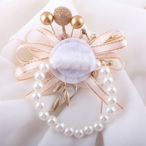 Blush Pink Wrist Corsages Set of 12 for Bridal Bride Bridesmaid Artificial Hand Flower Formal Party Wrist Corsage Wristlet Band Wedding Prom Homecoming Blush Pink - color: Blush Pink Corsages (12pcs)