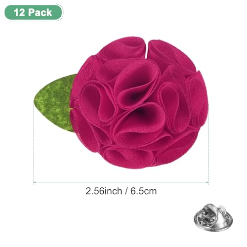 M METERXITY 12-Pack Lapel Pin for Men, Handmade Flower Brooch Button Pins for Men Suits, Formal Boutonnieres - color: Rose